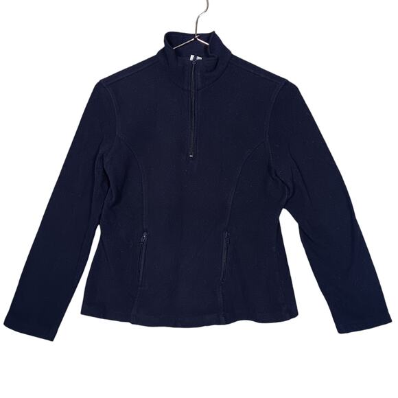 Petite Sophisticate Fleece Sweatshirt Size Small Blue High Neck Henley Zipper - Picture 4 of 8